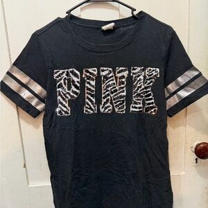 PINK Victoria's Secret Black Tee with Silver Accents